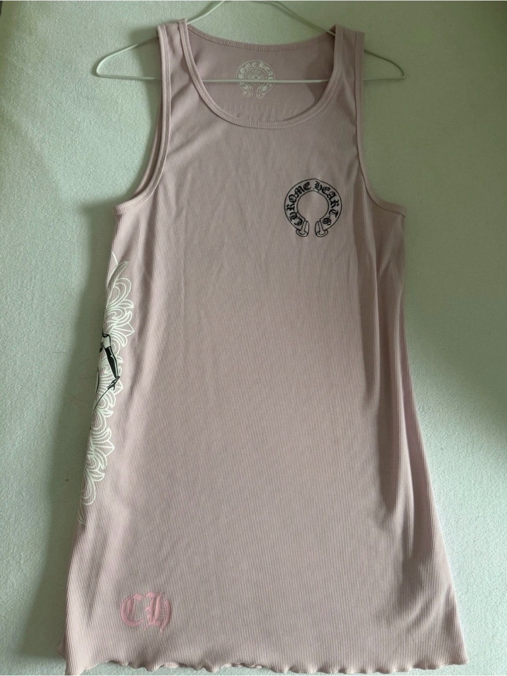 Chrome Hearts Blush Pink Tank Dress with Side Graphic